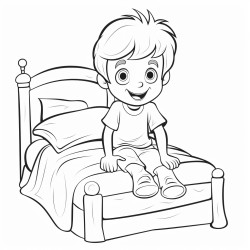 boy sitting on a bed