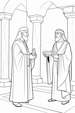the angel gabriel and the priest zechariah in the temple