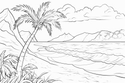 delpine springend mit palmen und meer