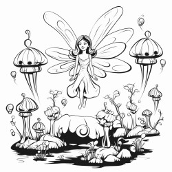 a fairy land with fairies flying in the sky