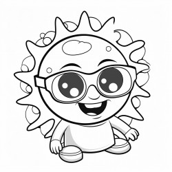 the sun smiling whit glasses in the space