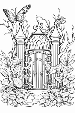 elf dream castle plants gates butterflies