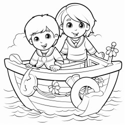 2 enfants sur un bateau