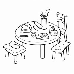 items on top of table and under