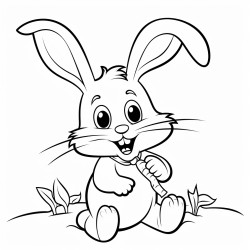 a cheerful bunny munching on carrots