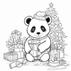 christmas panda in a christmas setting