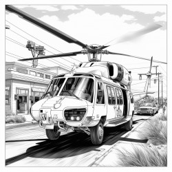 an air medical helicopter landing at the scene of an motor vehicle accident with fire department and ems on scene