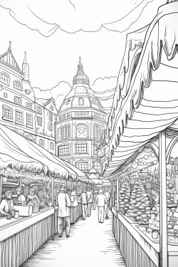 a bustling christmas market filled with stalls selling festive goods lights twinkling overhead and people enjoying the holiday spirit