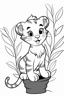 tigre dans lespace avec des plantes