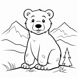 outline drawingof a bear coloring book simple line art