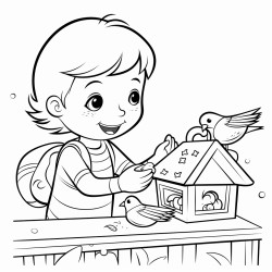 a cute building a bonfire  coloring bookvector white background black and white black drawing