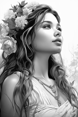 a beautiful boho woman in a zen environment side view