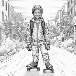 front of skating rink boy with inline skates