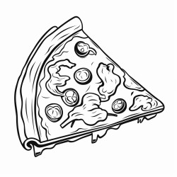 a simple pizza slice with melting cheese pepperoni and olive slices