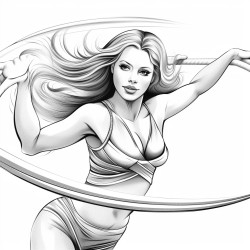 a beautiful athletic woman doing rhythmic sports with a ribbon