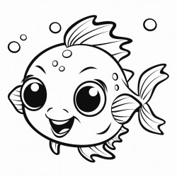 cute baby pufferfish with a happy expression and tiny fins