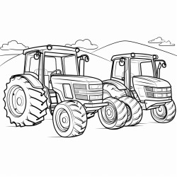 create simple different tractors without farmer