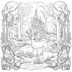an enchanted forest with a mystical creature