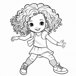 wild curly hair girl in dance class