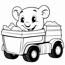 friendly garbage truck and mouse