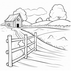 road with wooden post fence