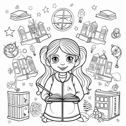 ai coloring sheets of an elementary school
