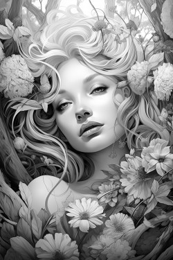 goddess of nature surrounded by plants