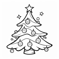 a decorated christmas tree with ornaments tinsel and a star on top