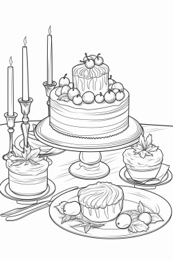 depicting a festive holiday feast table set for christmas dinner include detailed dishes such as roasted turkey or ham platters of cookies and pies elegant table settings with candles and ornaments