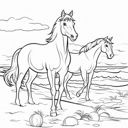 horses on the beach