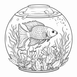 fish in tank for adults colouring in book