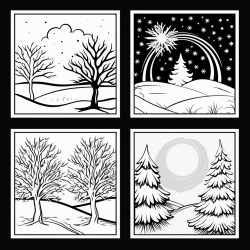 all four seasons no black backgrounds cartoon style