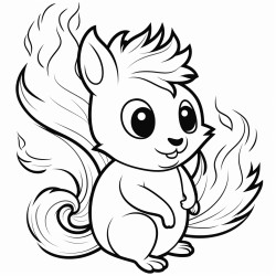 a squirrel with fiery fur emitting solar flares