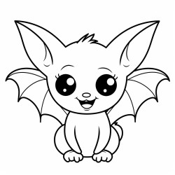 a cute bat in halloween cartoon style for kids