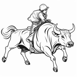 ear of corn riding a bull at a rodeo