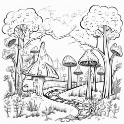 a magical forest with fairies flying among the trees