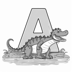 big letter a with alligator