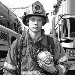 firefighter holding a smoke detector