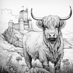 scotland include edinburgh castle a bagpiper a scotch whisky bottle a highland cow and the flag of scotland
