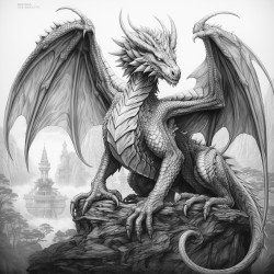 large winged dragon that is intricately detailed