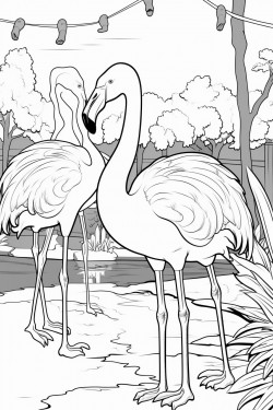 a group of flamingos at a zoo