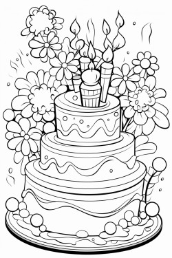 a picture of a birthday cake balloons flowers and bubble letters that say happy birthday nanny