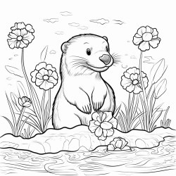 platypus with woodland flowers