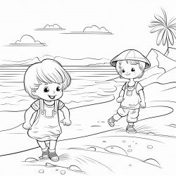 children playing at the beach