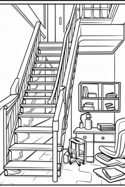 basement office stairs