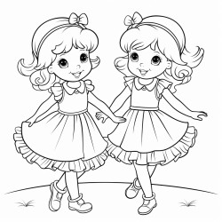 two little girls dancing with red dresses