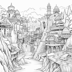 a fantasy water kingdom with a surounding related village