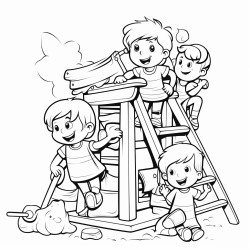 kindy kids playing on a play fort