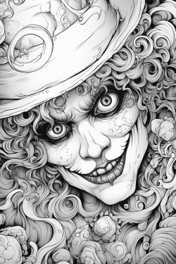 disform horror clown with spiral eye