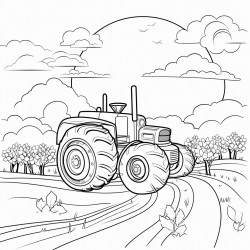 the tractor field and sky